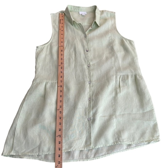 J.Jill Love Linen Women's Size L Button Front Tunic Peplum back Sleeveless Top - Picture 12 of 16